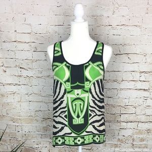 August Silk Green, Black and White Art Deco Tank